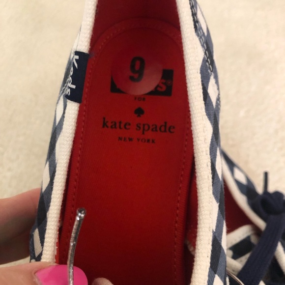 Kate spade navy Gingham printed canvas size 9 - Picture 5 of 7
